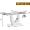 Dining Table 71" Marble Kitchen Table Modern Rectangular Dining Room Table with Marble Tables Top Wood Pedestal Base Ideal 2