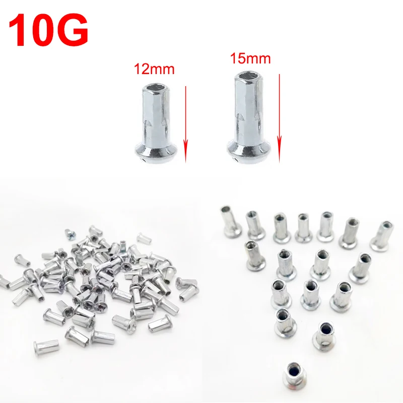50Pcs/Lot Bicycle Spoke Nipples 14G 13G 12G 10G Silver Black 12/14/16mm Galvanize Bike Spoke Nuts for MTB E-Bike bicycle parts bike spokes nipples