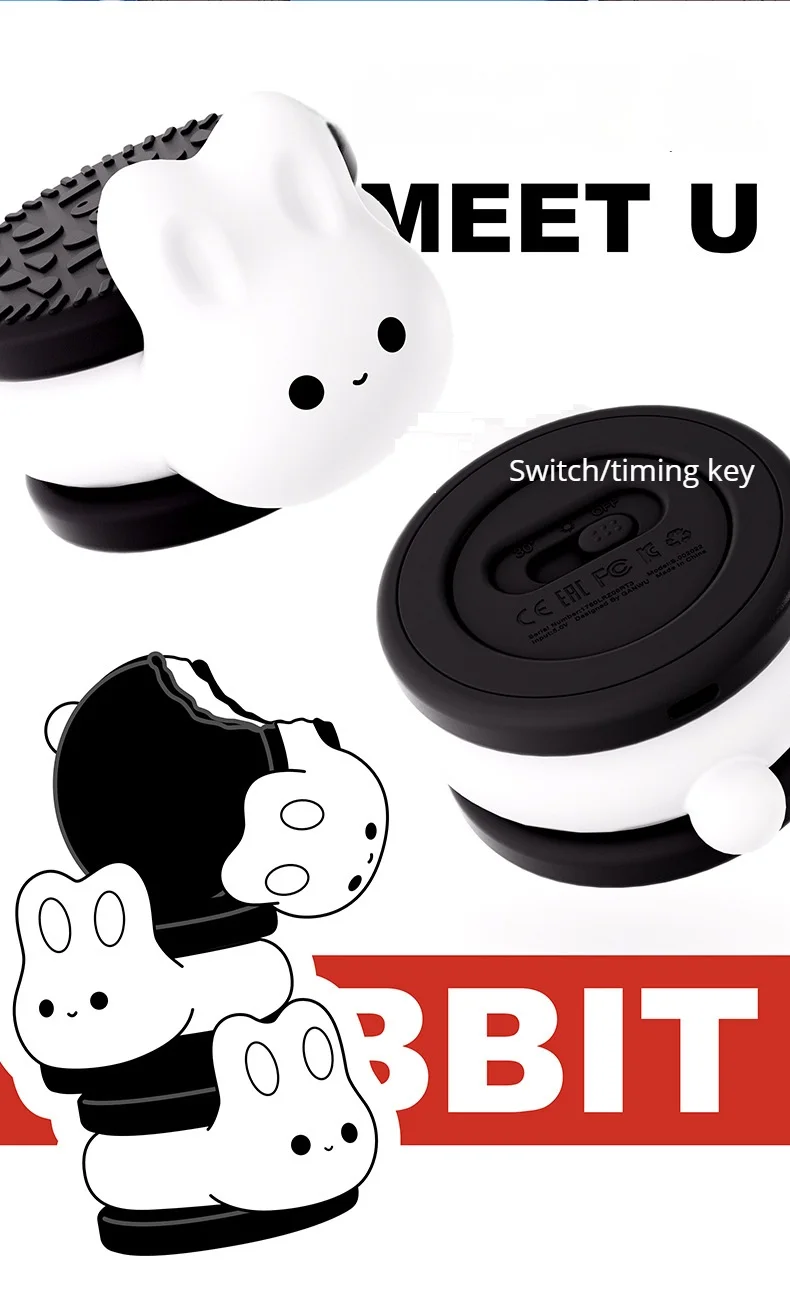 USB Rechargeable Timer Switch LED Night Light Cute Biscuit Rabbit Lamp For Kids Bedroom Dimming Table Pat Lamps Birthday Gift