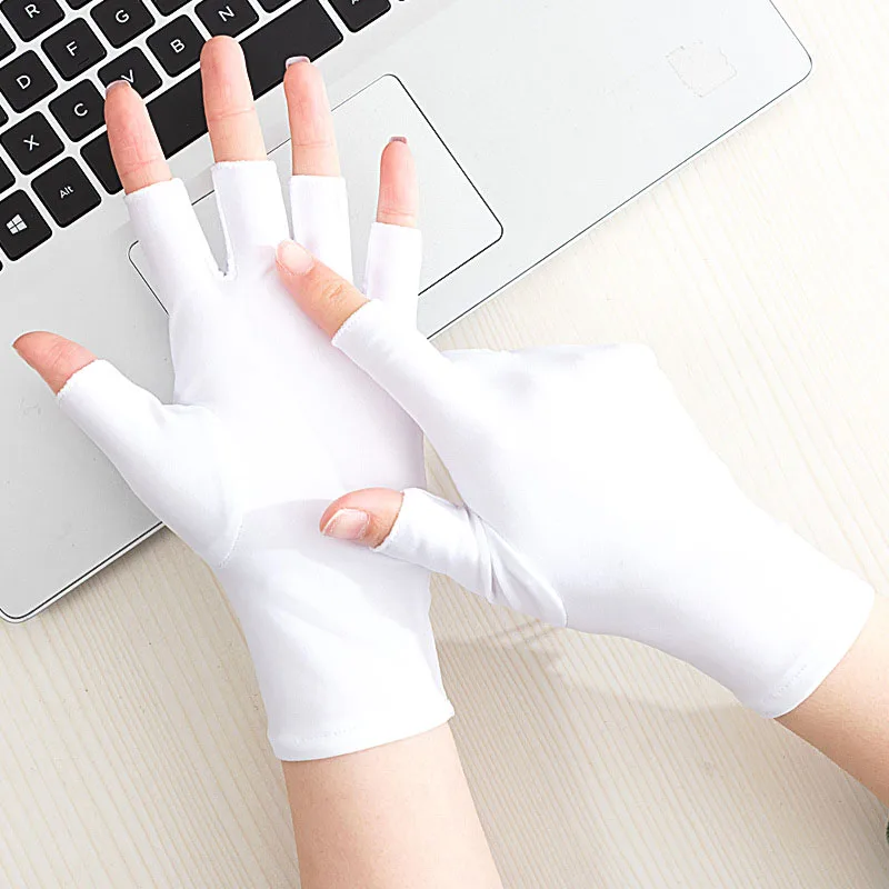 Beige Black Summer Half Fingers Gloves Breathable Thin Semi-Finger Driving Gloves Women Sunscreen Fingerless Elasticity Gloves