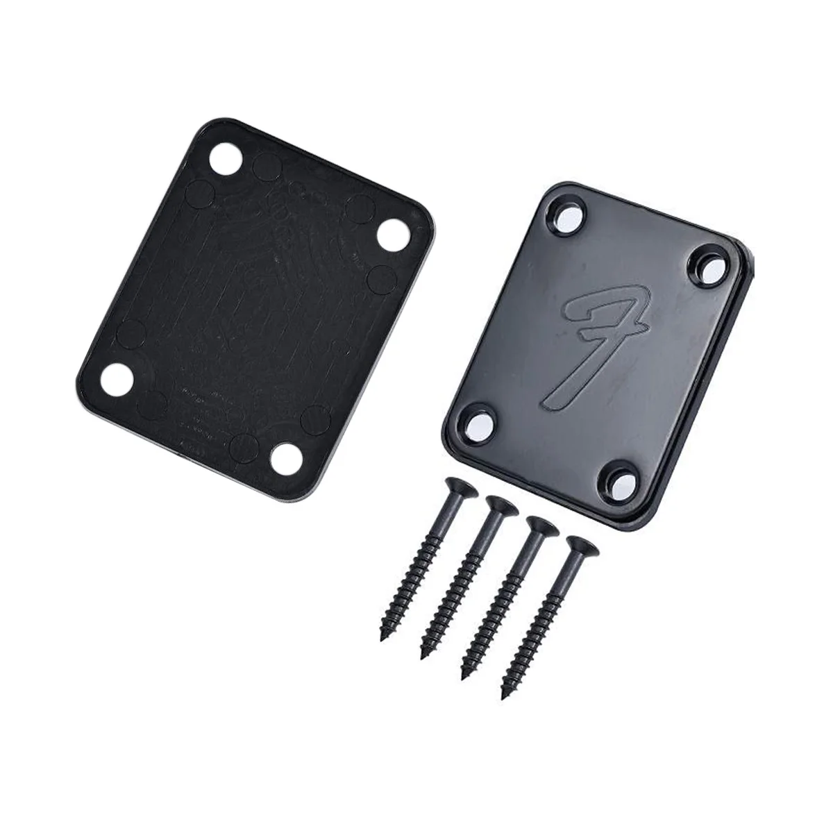 

70S 4-Bolt Guitar Neck Plate Neckplate with Screws (Black)