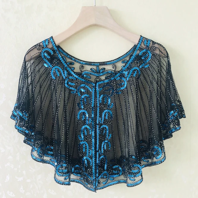 

European American Spring Summer New Sequin Women's Mesh Sunscreen Shawl Coat Girls' Evening Dress Fashionable Versatile Black