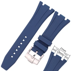 Premium Rubber Watch Strap - Soft Silicone Diving Band in Blue and Black, 26mm/27mm - 26 or 27mm (Blue)