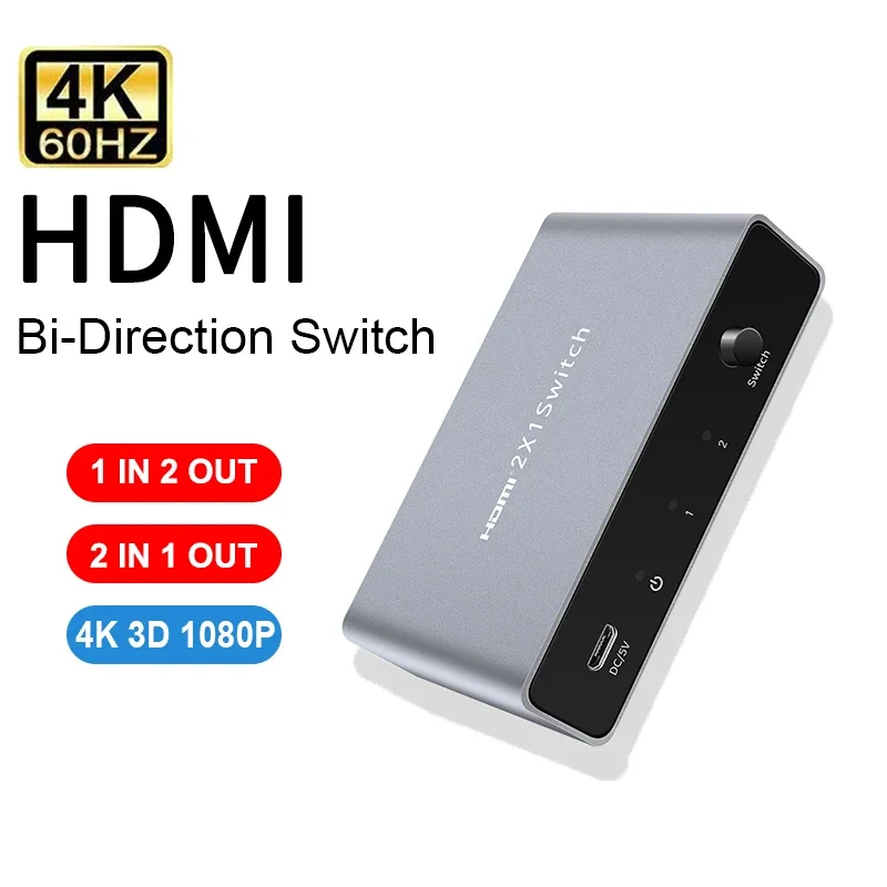 4K Switch Display Adapter Convertitore Video 1X2 Hdmi Splitter 2X1 Interruttore Bidirezionale Per Fotocamera Laptop Pc A Tv Monitor Proiettore