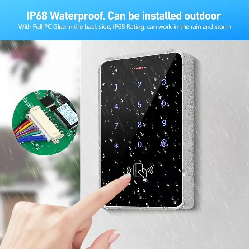 IP68 Waterproof Access Control Keypad Outdoor RFID Access Controller Touch Door Opener System Mobile NFC Card 125KHz Card Reader 5