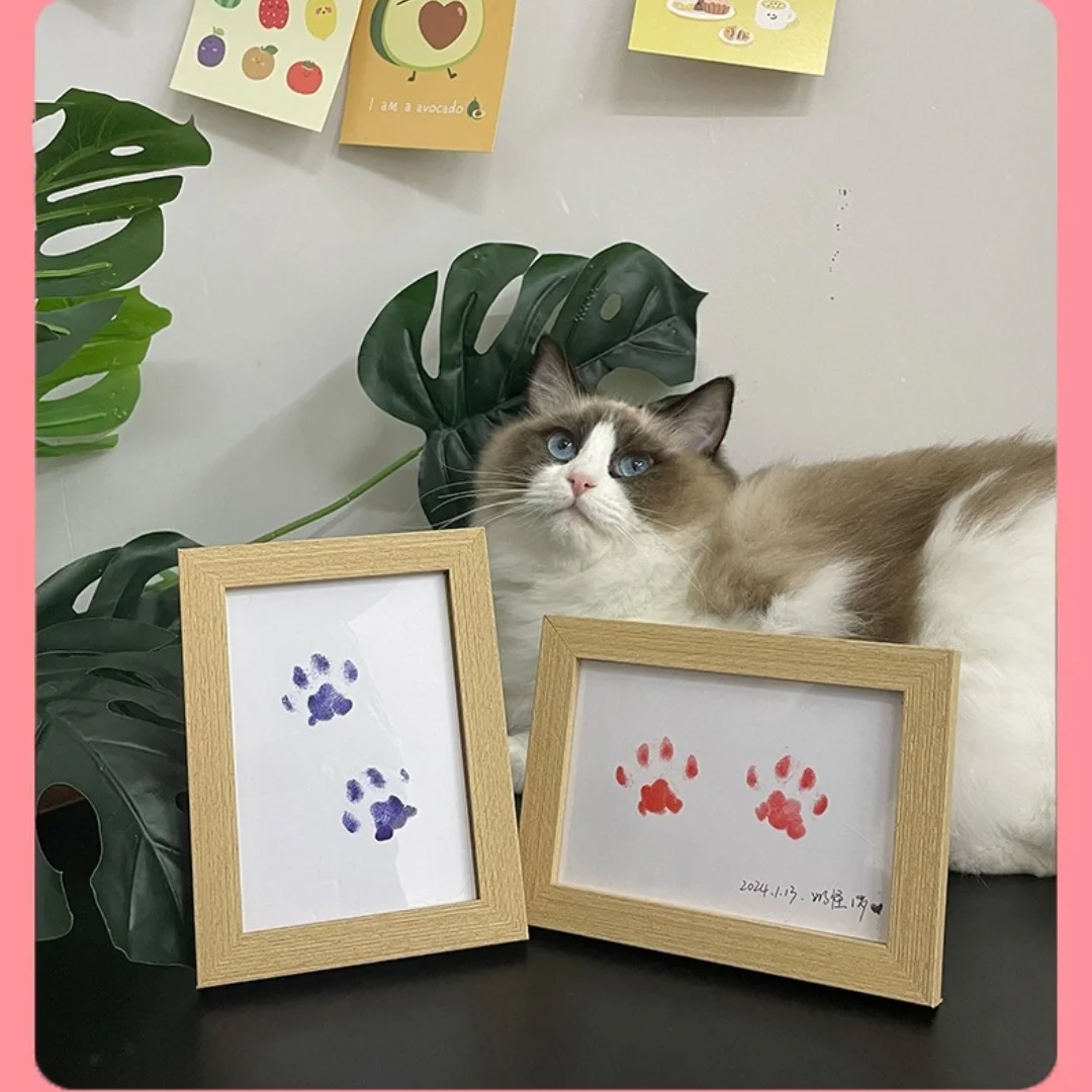 Pet footprints, cat hand and foot prints, commemorative dog claw prints, commemorative photo frames, cat claw clay gifts