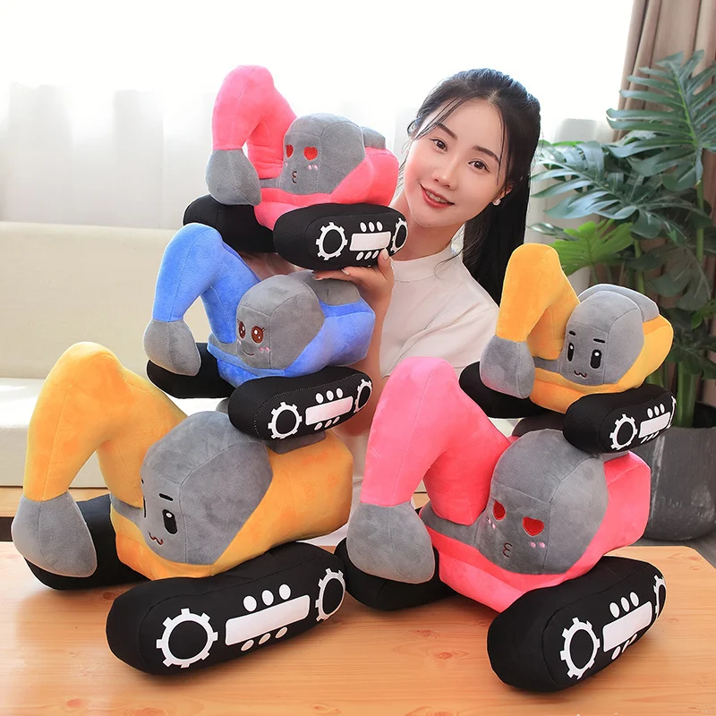 

Nice Tractor&excavator Plush Toys Kawaii Car Dolls Stuffed Soft Vehicle Pillow Creative Christmas Birthday Gift For Kids