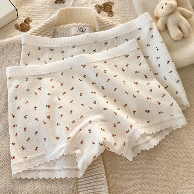 Culotte en dentelle mignonne, taille moyenne, pantalon de sécurité de sport Sexy pour femmes, sous-vêtements fins, doux, confortable, respirant, sans Trace, intimes 1