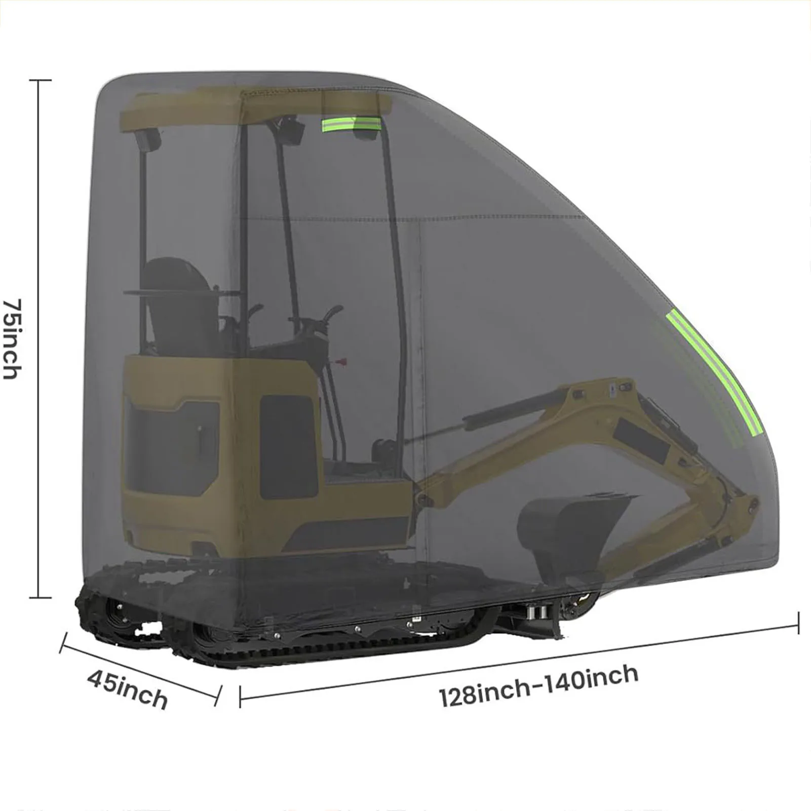 Mini-Baggerabdeckung, passend für Bobcat E20 1760–3530 lbs, wasserdicht, 210D Oxford-Stoff, Reißverschluss, Außenzubehör, Schwarz – Detail 5
