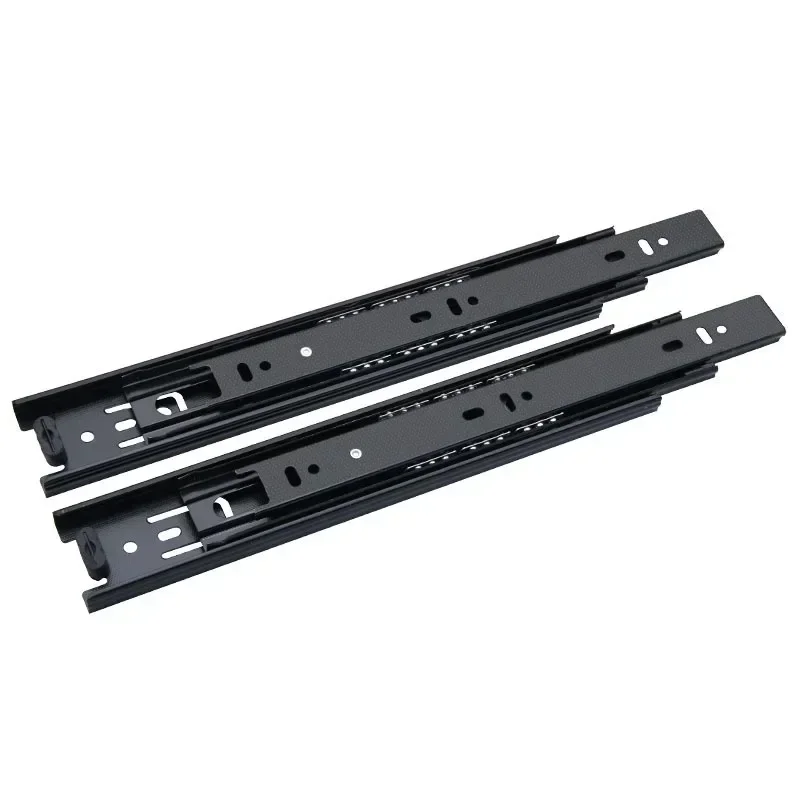 Drawer slides cold rolled steel hydraulic damping silent three-section wardrobe guide rail furniture hardware-drawer slides