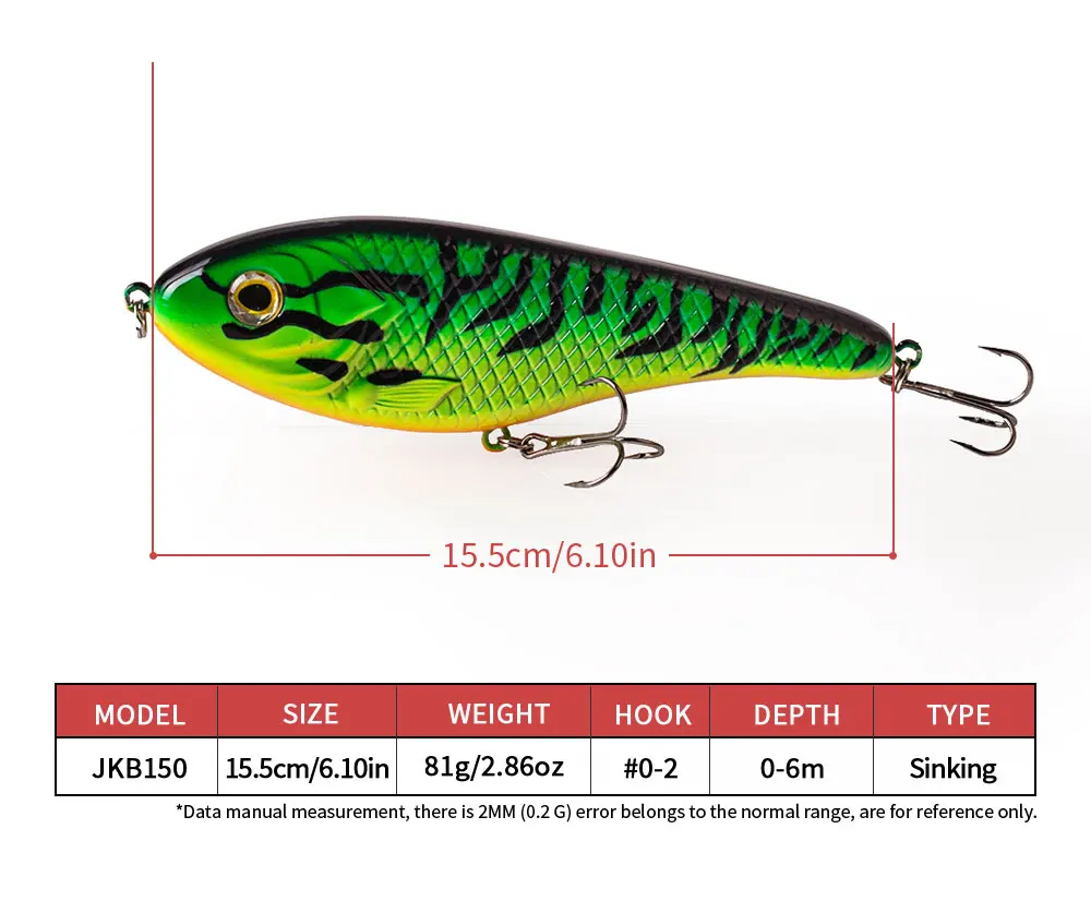 Hanlin 6,1 Zoll/2,86 g Gleiter-Jerkbait Wobbler mit Rassel, sinkender Angelköder, Slider mit lautem Sound, voller Tonumfang, für Hecht und Musky, Angelzubehör – Detail 3