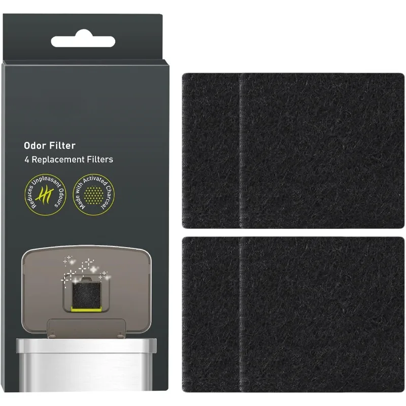 Trash Can Odor Filter Refills for Trash Can and Compost Bin, Activated Charcoal Deodorizer, Pack of 4 Replacements
