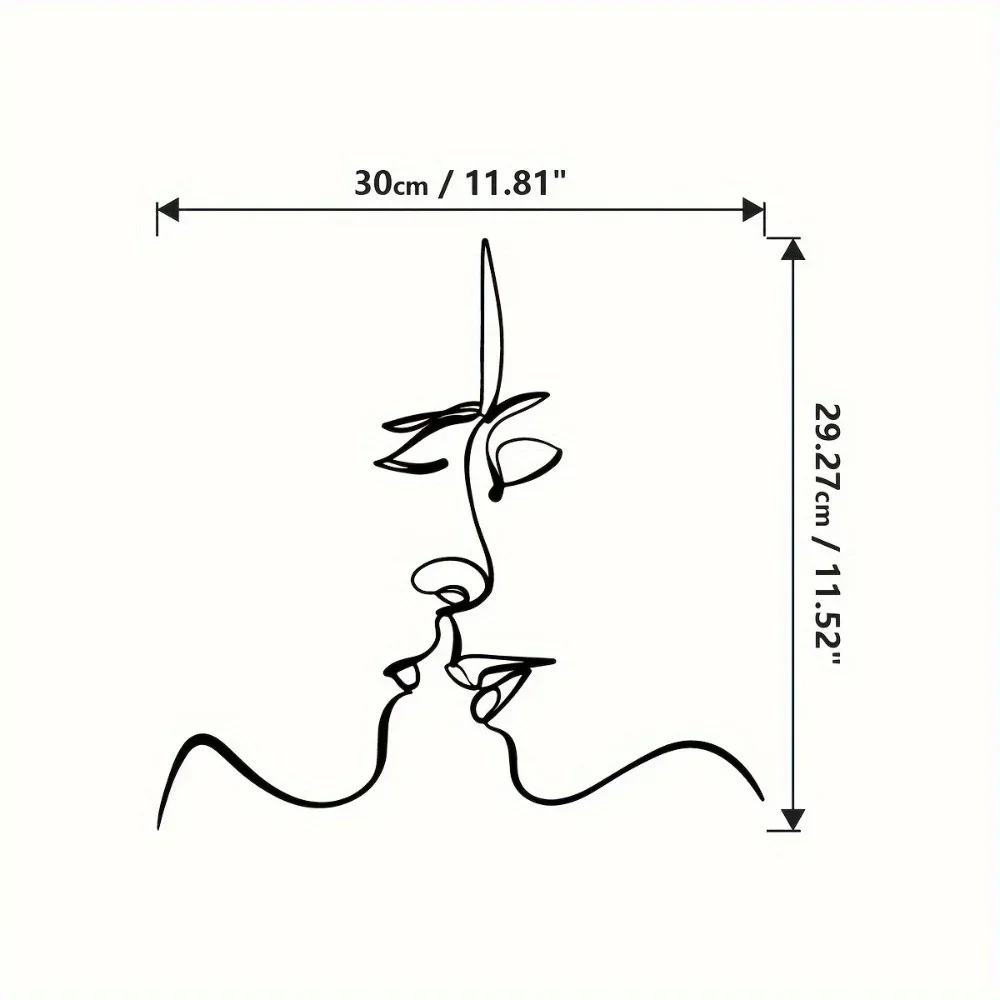 At Midnight, Kiss Me. An Enchanting Romantic Present. Beautiful Metal Wall Art of a Kissing Pair. Graceful Decoration for Walls.