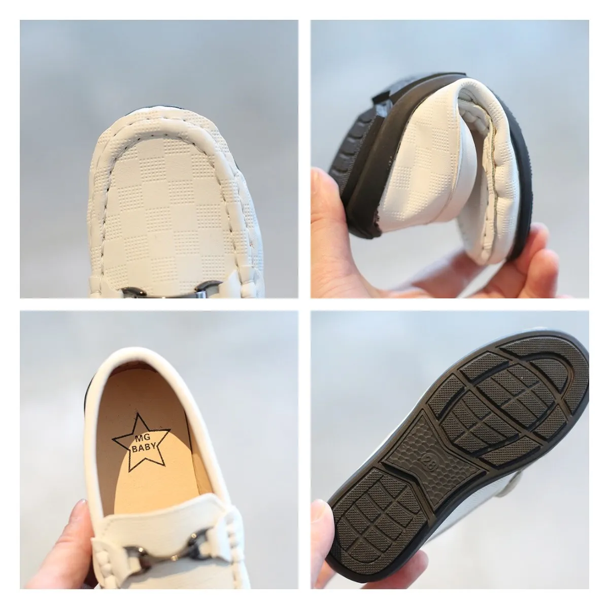 British Fashion Kids Baby Moccasins Girls Child Pu Leather Shoes Loafers Black White Toddler Boy Soft Sole Flats Casual Shoes 6