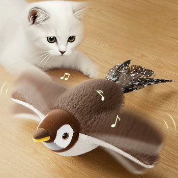 Flying Bird Cat Toy Interactive Cat Toys Rechargeable Chirping Flapping Bird(no Flying) Can Add Catnip Touch Activated Plush Toy 1