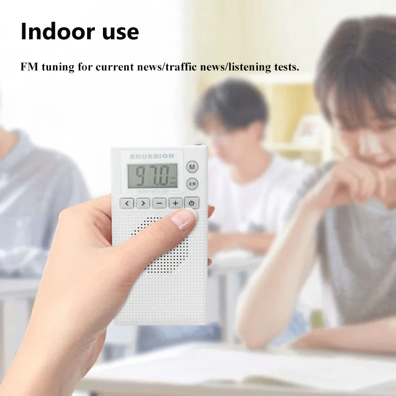 Mini Pocket FM Radio Battery Powered DSP Radios Receiver Built-in Speaker Hign Sensitivity with 3.5mm Headset Jack 64-108mhz