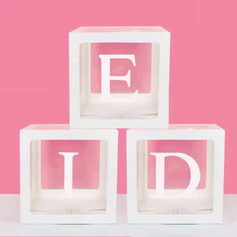 

2022 EID Mubarak Ramadan Kareem Decor A-Z Letter Transparent Balloon Box Ramadan Decoration for Home Al Adha Box Sold Separatel