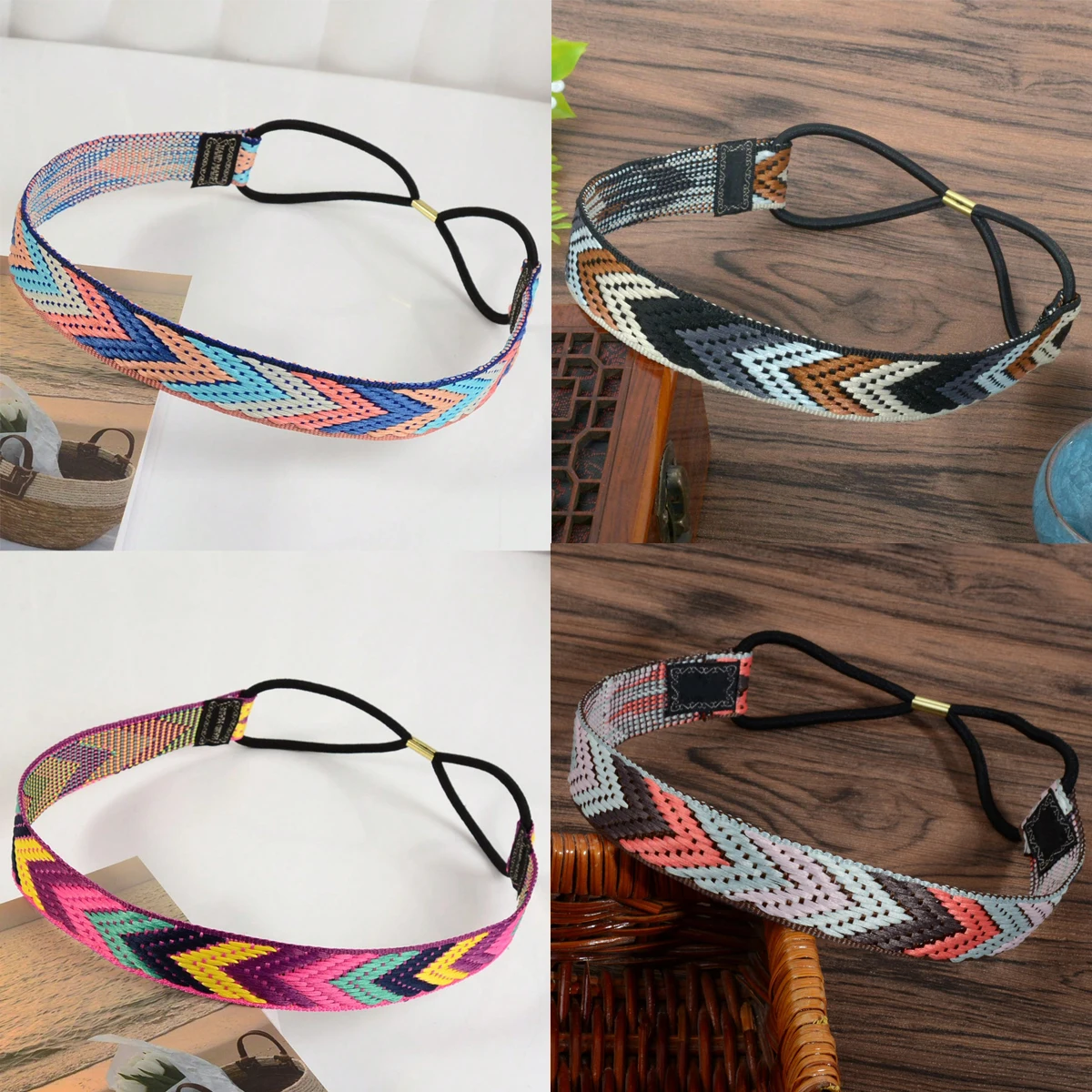 Boho Gewebtes Stirnband für Frauen Vintage Ethnisches Haarband Rutschfestes Elastisches Stirnband für Yoga Sport Tägliches Haaraccessoire Geschenk – Detail 9