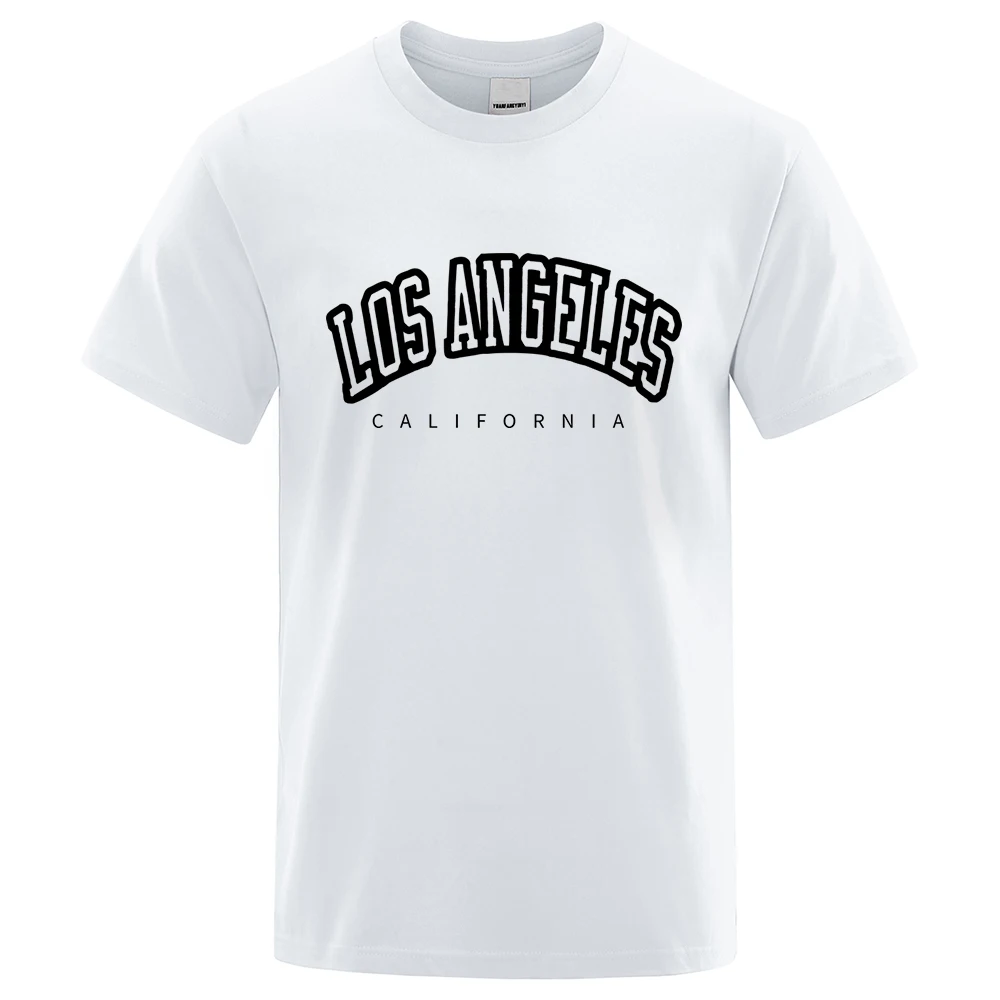 Los Angeles, California Usa City Letter Mens T-shirts Loose