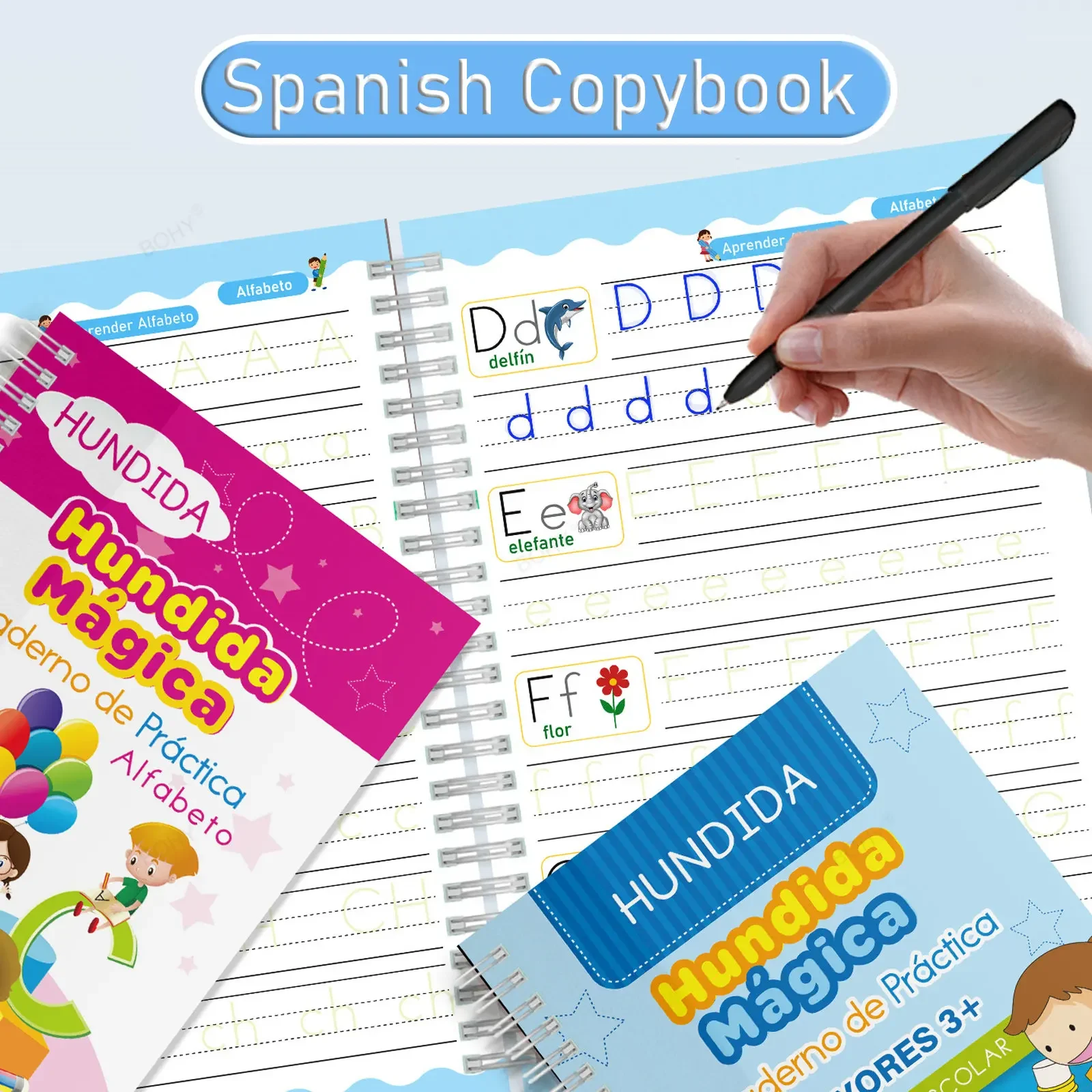 

Spanish Calligraphy Training Toys Calligraphy Sticker Children's Alphanumeric Painting Copybook Magic Pen Set Gift Free Shipping