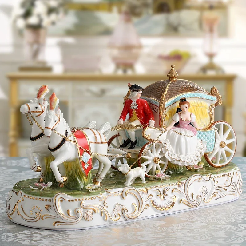 

European-style retro ceramic ornaments, playing piano, family portraits, porcelain dolls, lace gifts, porch, exquisite enamel