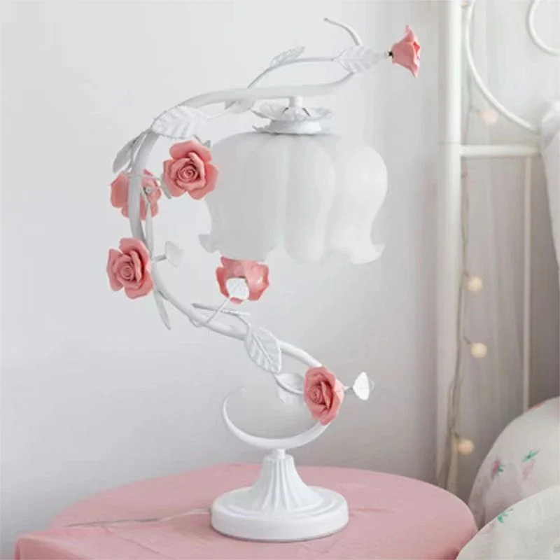 RONIN French Table Lamp American Living Room Bedroom Villa European Romantic Pastoral Creative Bedhead Desk Light