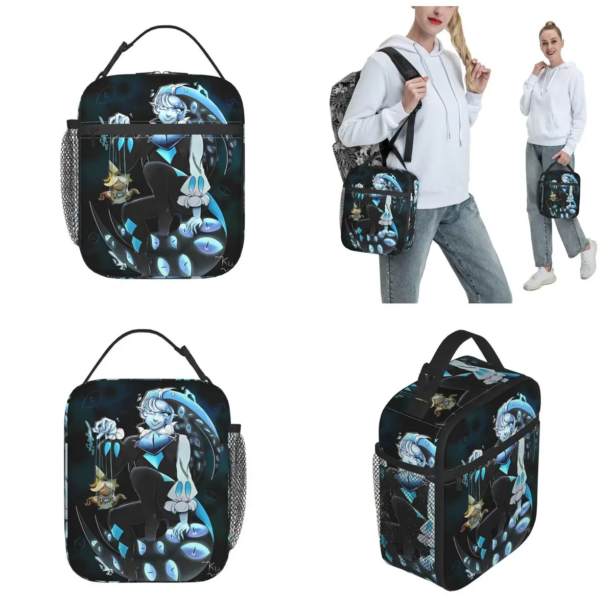 Insulated Lunch Tote Bag Cookie Run Kingdom Shadow Milk Cookie Product Food Box INS Trendy Cooler Thermal Bento Box For Travel