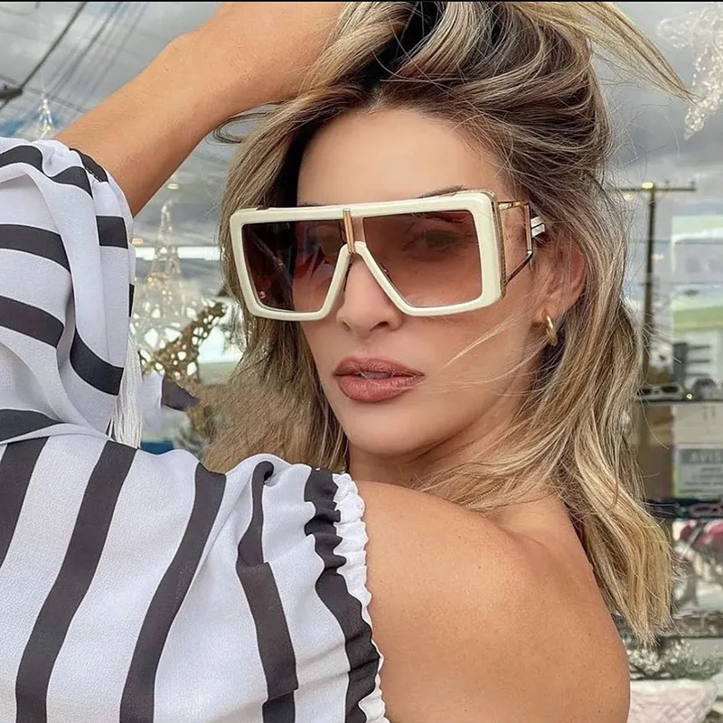 

2023 New Brand Design Oversized Sunglasses Fashion Women Men Square Goggle Sunglasses UV400 Shades Eyewear Gafas Oculos de sol