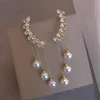 Boucles d'oreilles classiques et élégantes pour femmes, Imitation Double perle, longues pampilles en cristal, goutte d'eau, bijoux cadeaux de mariage, nouvelle collection 2023