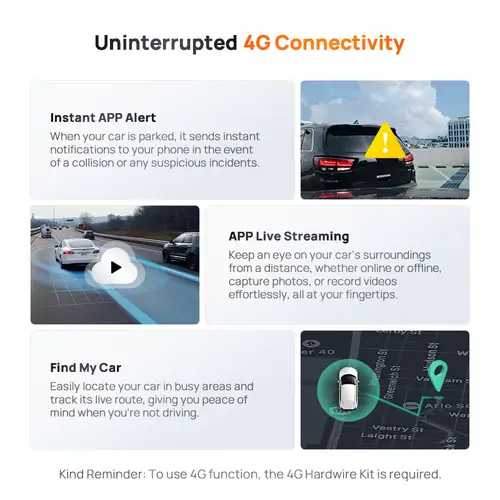 70mai Dash Cam A510 1944P HDR GPS ADAS 4G Connectivity 70mai 4G Front Cam A510 Car DVR 24H Parking Support Rear Cam - Image 6