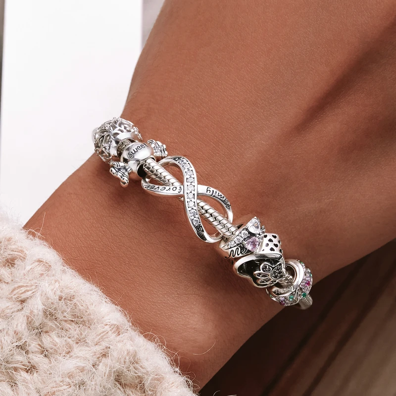 Silverly Bracciale In Argento Sterling 925 Per Donna – Catena Infinity 18 Cm, Simbolo Infinito, Regalo Di Amicizia Con Panno Lucidante - 4