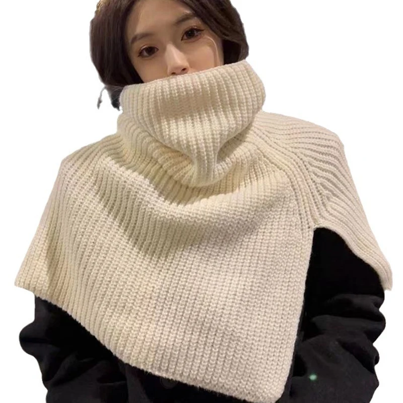 1PC Pullover Scarf Knitted Shawl Winter Scarf False Collar Coat Bib Warm Turtleneck Slit Jumper Shawl Clothes Accessories
