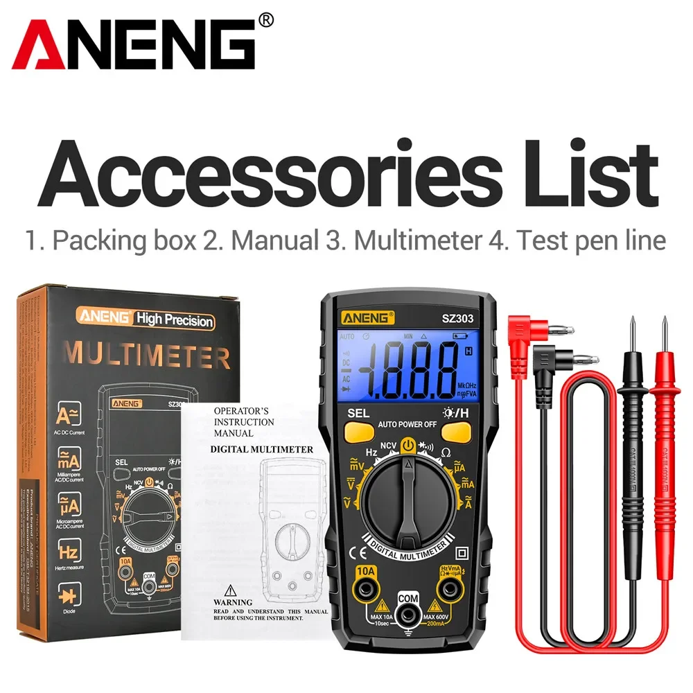 ANENG SZ303 Smart Multimeter Digital Professional 1999 Count