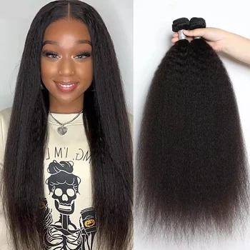 Fasci lisci Yaki 100% capelli umani 1/3/4 pezzi all'ingrosso 100 g per pacco cucire in tesse capelli umani Tissage liquidazione in vendita