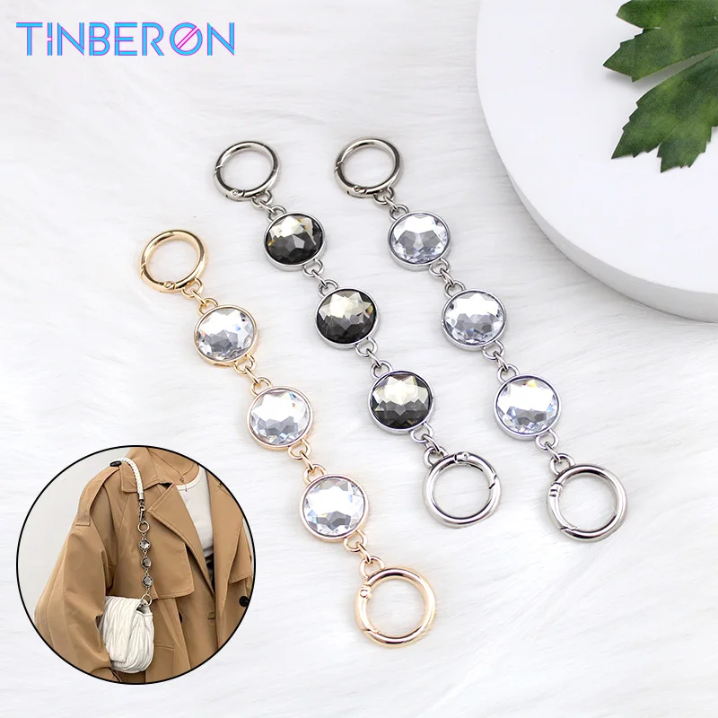 

TINBERON Bag Strap Extension Chain For Underarm Shoulder Bag 17.5cm Crystal Diamond Extension Chain Shoulder Straps Accessories