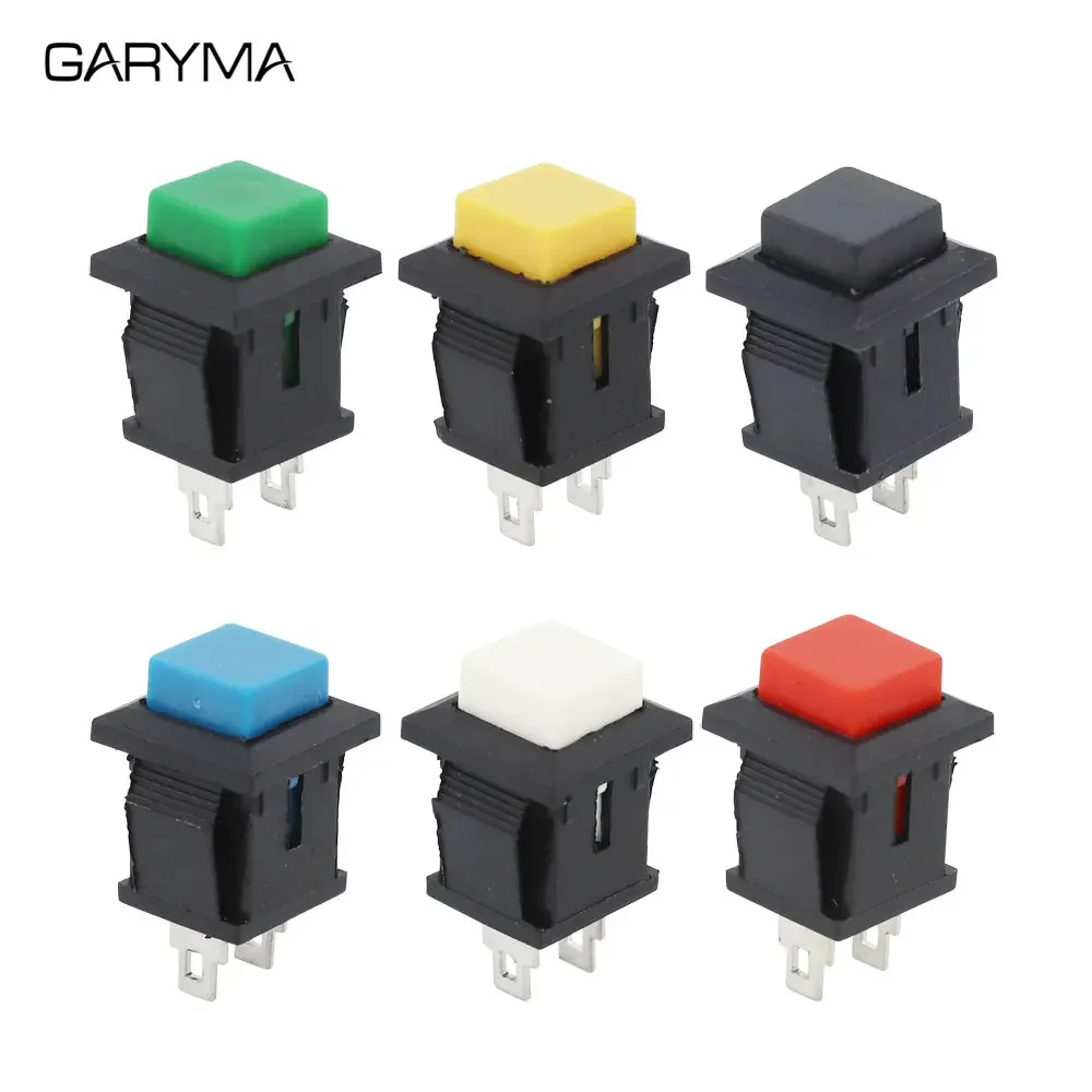 6Pcs DS-430 자동 잠금 스위치 리셋 스위치 순간 푸시 버튼 사각형 전원 스위치 ON-OFF 2Pin 1A/250VAC 3A/125VAC