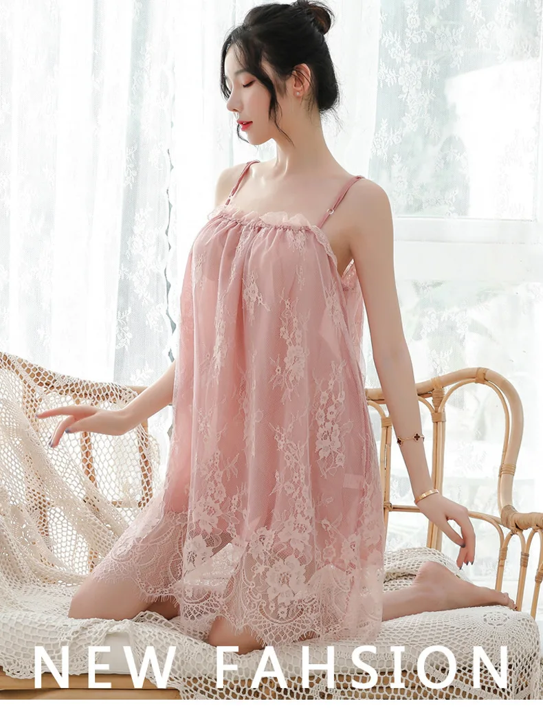 

Lingerie Large Size Sexy Temptation Lace Sling Pajamas Suit Nightdress Loose Homewear