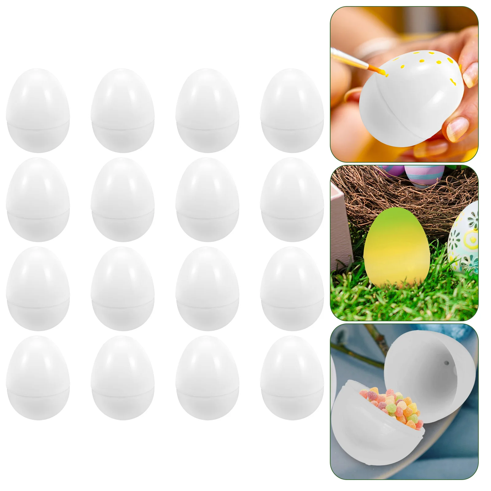 

16Pcs Festival Empty Eggs Award Surprise Toys Easter Candy Storage Boxes (White)
