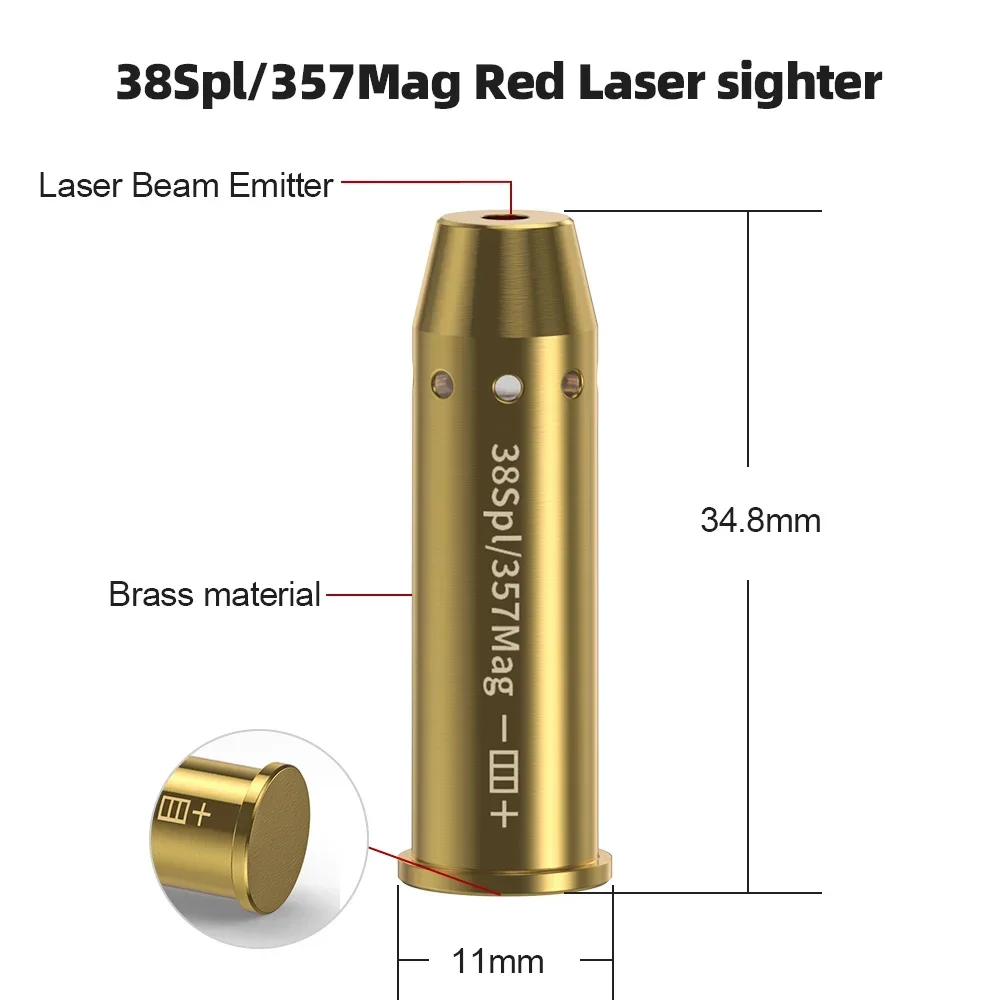 Red Laser Boresighter Cartridge Dot Laser Bore Sighter For Pistol Rifle Scope Hunting Accessory Training Shoot Sight 357MAG