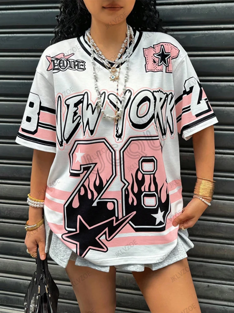 00s buffalo bobs カットソー y2k archive vkei Women's Jersey Shirt Nummber Graphic Y2K Jersey Oversized V
