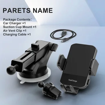 Wireless Car Charger Phone Holder 15W Fast Charge Station Mount Phone For IPhone 16 15 14 13 12 Pro Max 11 XR XS Samsung Galaxy 3
