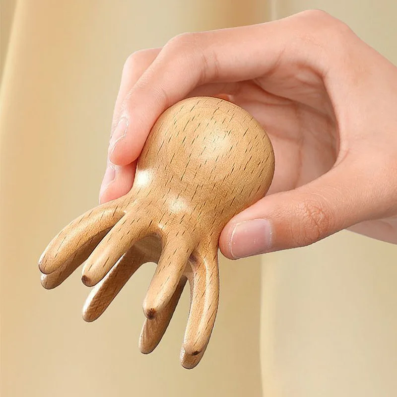 Beechwood Octopus Massage Comb for Full Body Relaxation and Fatigue Relief