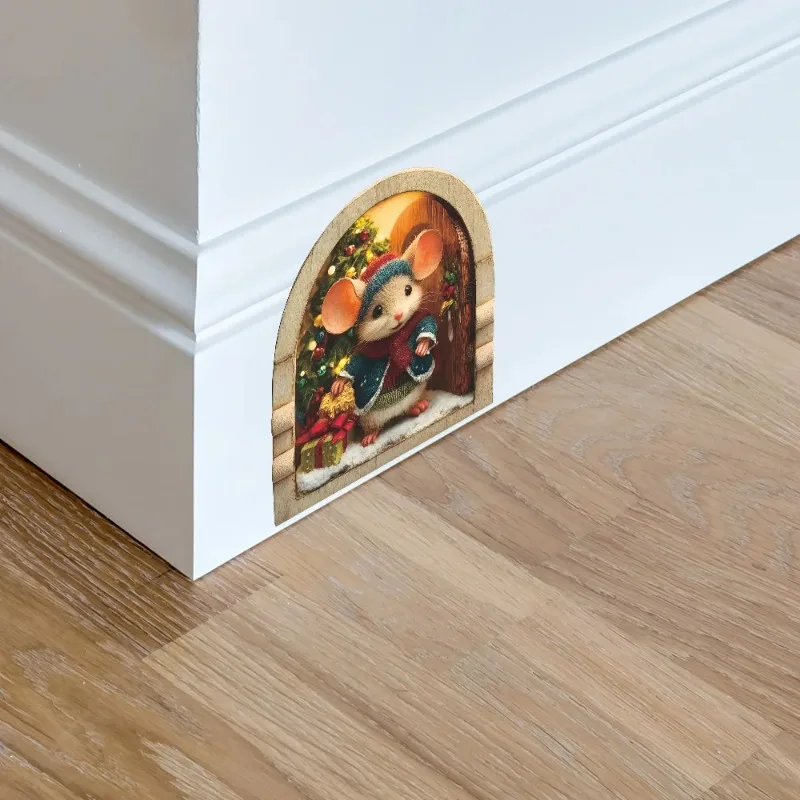 Festive Mouse Wall Decals - Removable Christmas Stickers for Home, Cute Noel Navidad Decor 2025-2026 with Merry Xmas Patterns