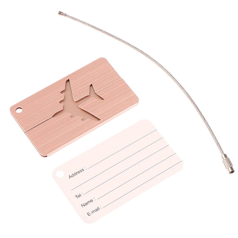 Travel Brushed Luggage Tags Baggage Name Tags Aluminium Alloy Suitcase Airplane Tag Name Address Label Travel Accessories