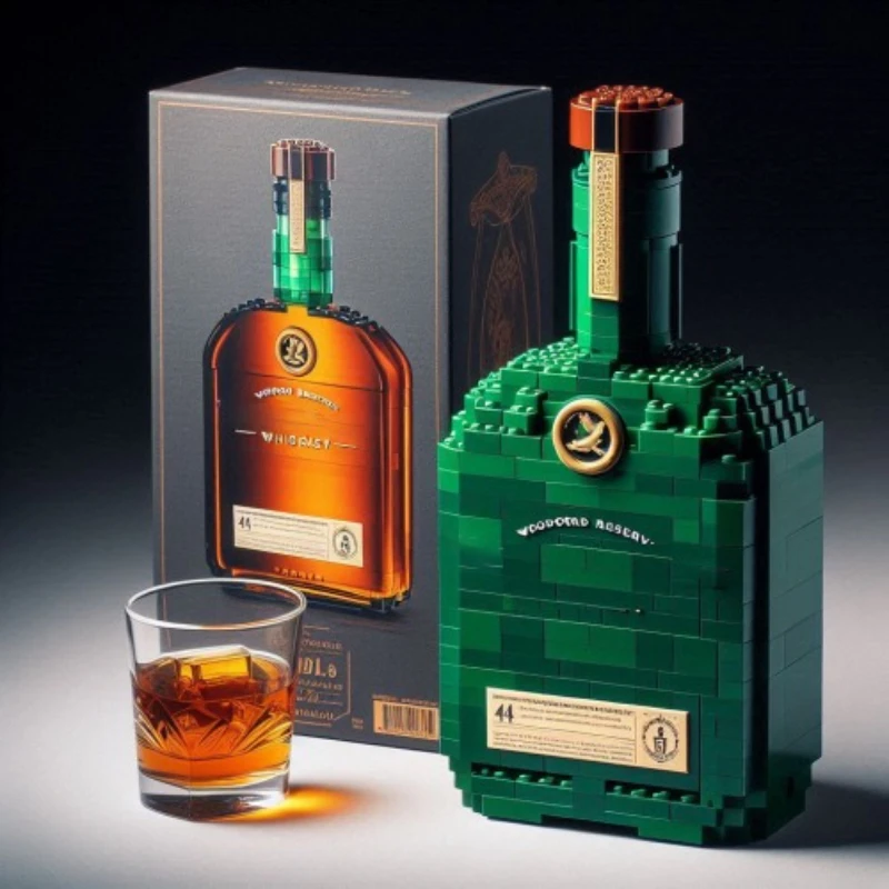 Building blocks whiskey bottle imported wine bottle decor set advanced wine cultural brick toy gift give friends 2025 NEW