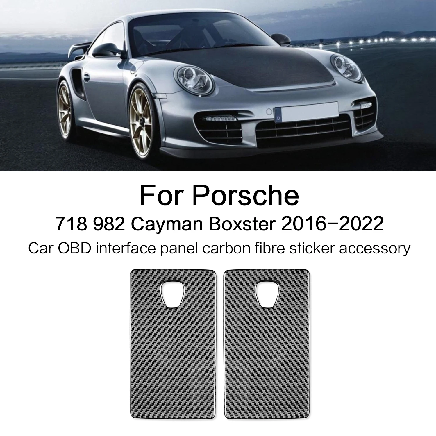 

For Porsche 718 982 Cayman Boxster T S GTS GT4 Spyder RS 2016-2022 Car OBD Interface Panel Carbon Fiber Sticker Accessories