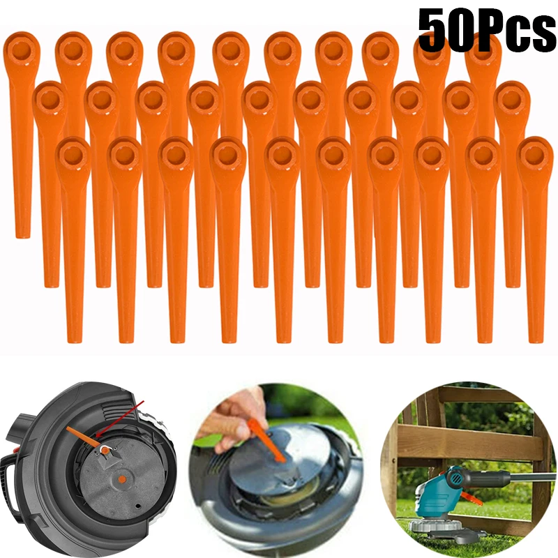 

50Pcs Universal Garden Grass Trimmer Plastic Replacement Blades for Gardena Grass Trimmer EasyCut Li-18/23R 9823 9825 9820 9821