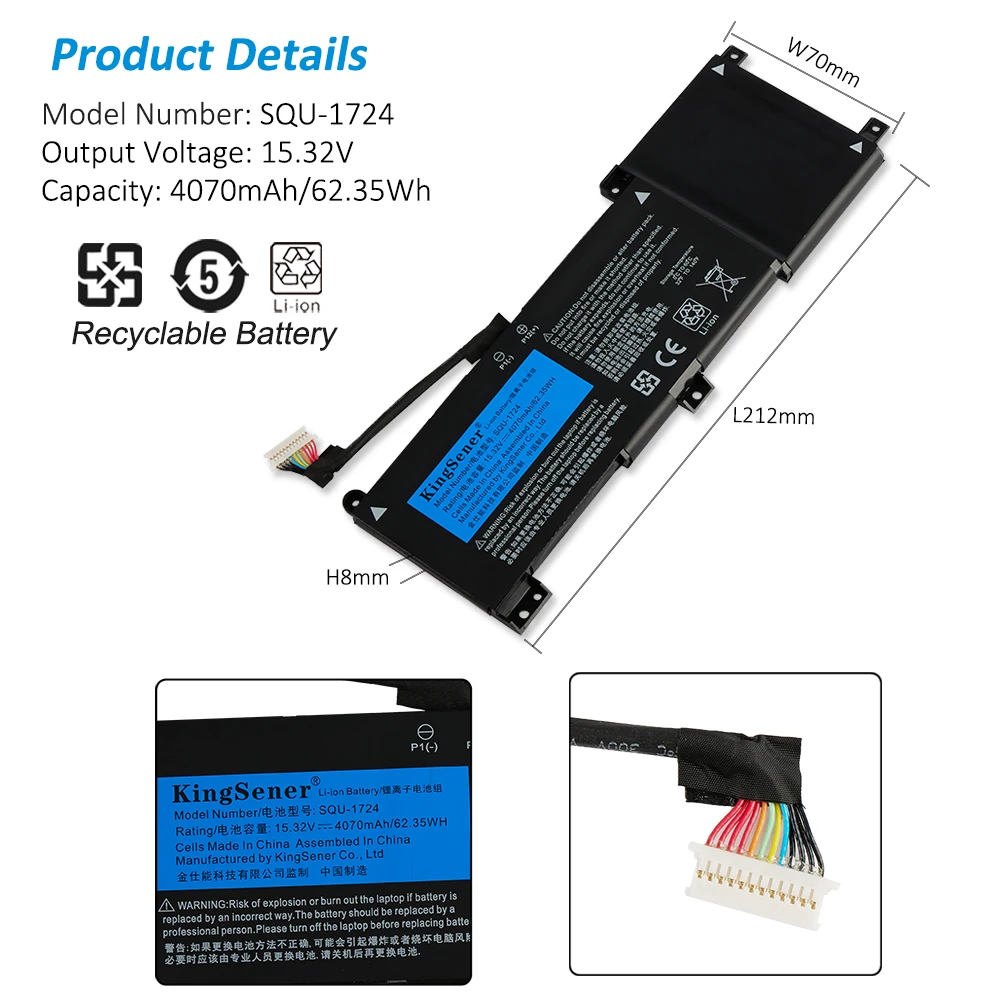 Kingsener Novo Squ1724 Squ-1723 Bateria do Portátil para Aorus 15-xa 15-wa 15-w9 15-sa 15 x9 para Gigabyte Thunderobot 911 Quanta - Imagem 2