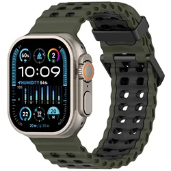 Ocean Blue Silicone Sports Strap for Ultra 3 2 1 49mm (Army green black)