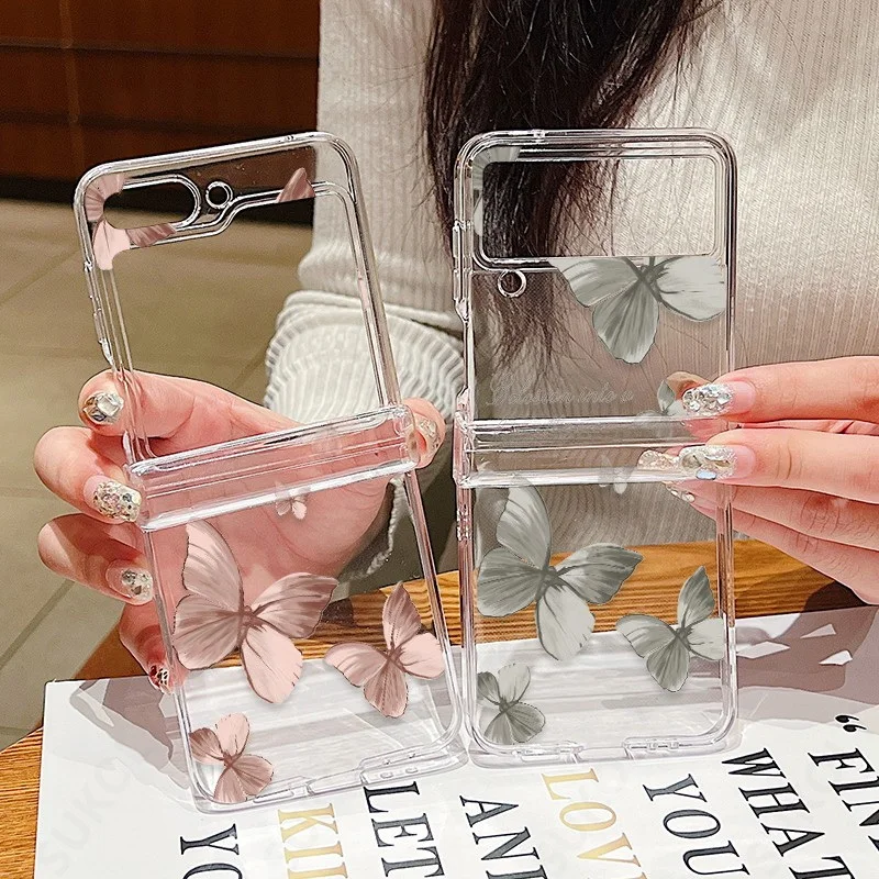 Butterfly Pattern Transparent Hard PC Folding Cover